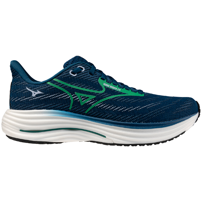Mizuno Wave Rider 29 ネイビー/ターコイズ Mizuno Men's Wave Rider 29 - Strides Running Store