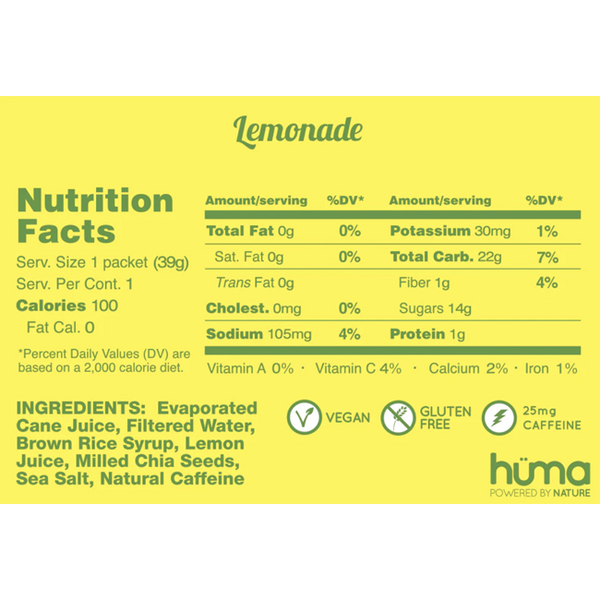 Huma Lemonade with Caffeine Chia Gel - Strides Running Store