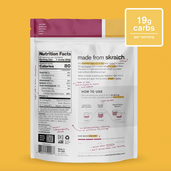 Skratch Sport Hydration Mix 20 Servings (440g) - Passion Fruit + Orange + Guava