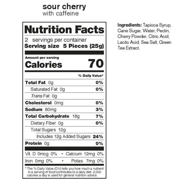 Skratch Fruit Chews Sour Cherry 50g (With Caffeine)